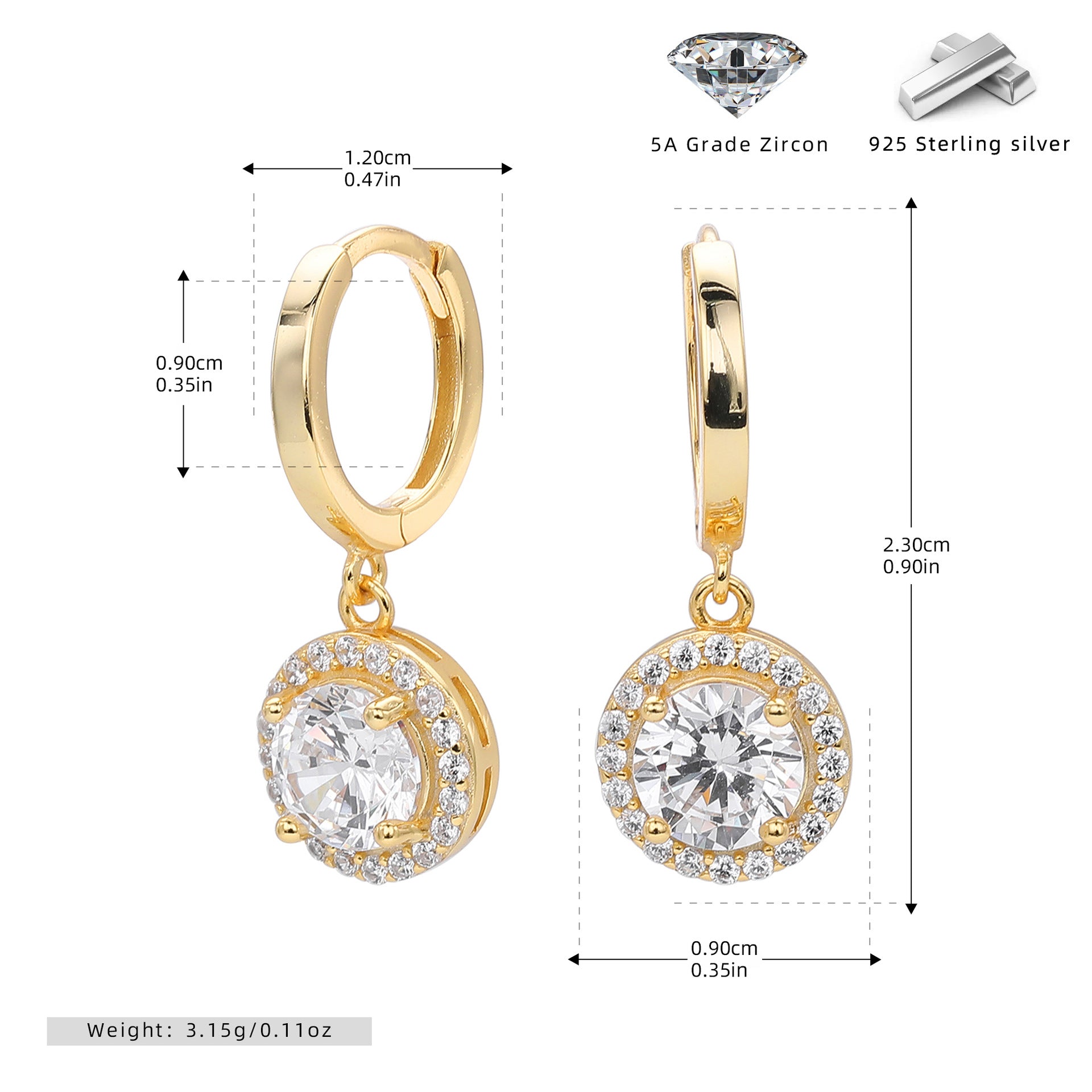 Damen Ohrringe mit funkelndem Zirkon und edlem Design Shop Nory