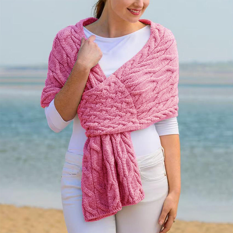 Damen Strickschal mit Zopfmuster & Vielseitigem Tragekomfort