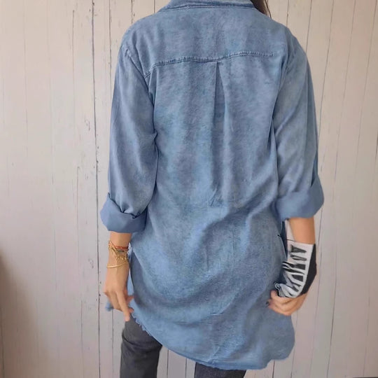 Damen Lässige Denim-Hemdjacke