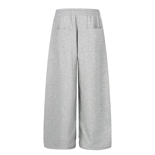 Damen Weite Palazzo-Sweathose mit Karomuster-Applikationen, Tunnelzugbund und verstellbarem Saum Shop Nory