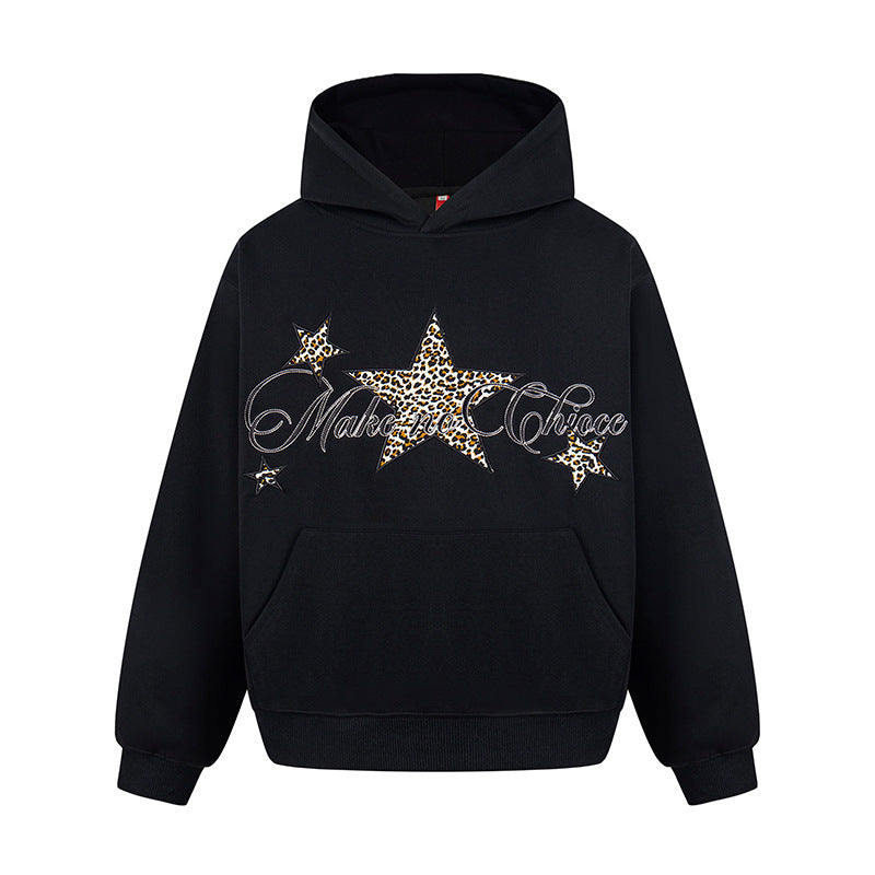 Damen Oversize Kapuzenpullover mit Kängurutasche und Leo‑Stern‑Print Shop Nory