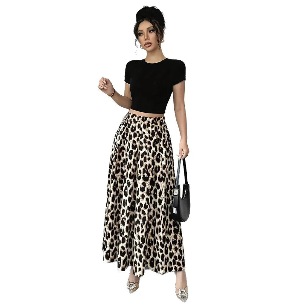 Damen Maxi-Rock mit elegantem Leo-Print und fließendem Schnitt Shopnory