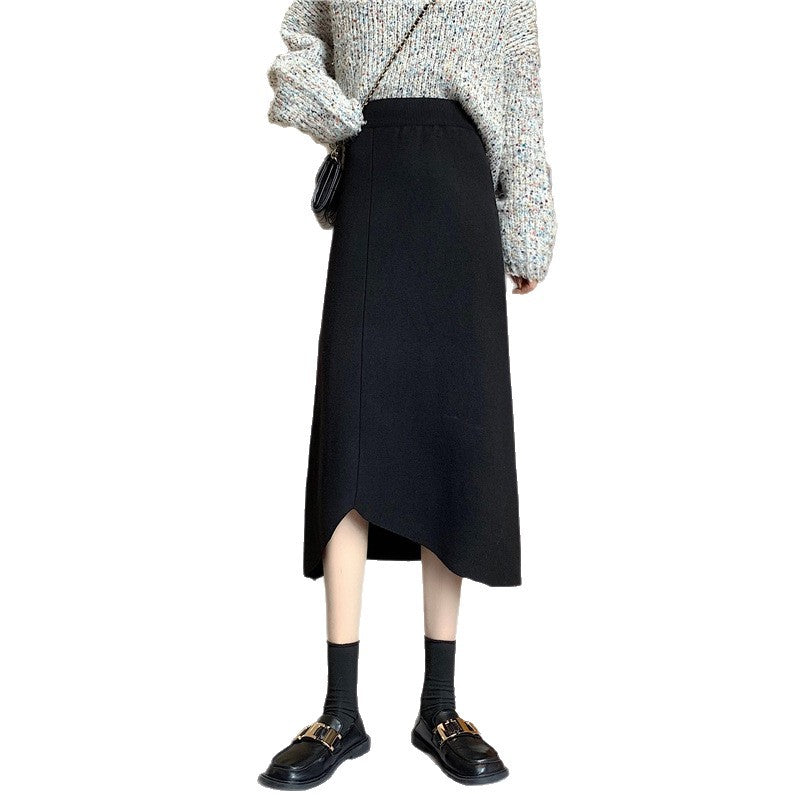 Damen Eleganter midi Rock mit asymmetrischer Saumlinie und hohem Bund Shop Nory