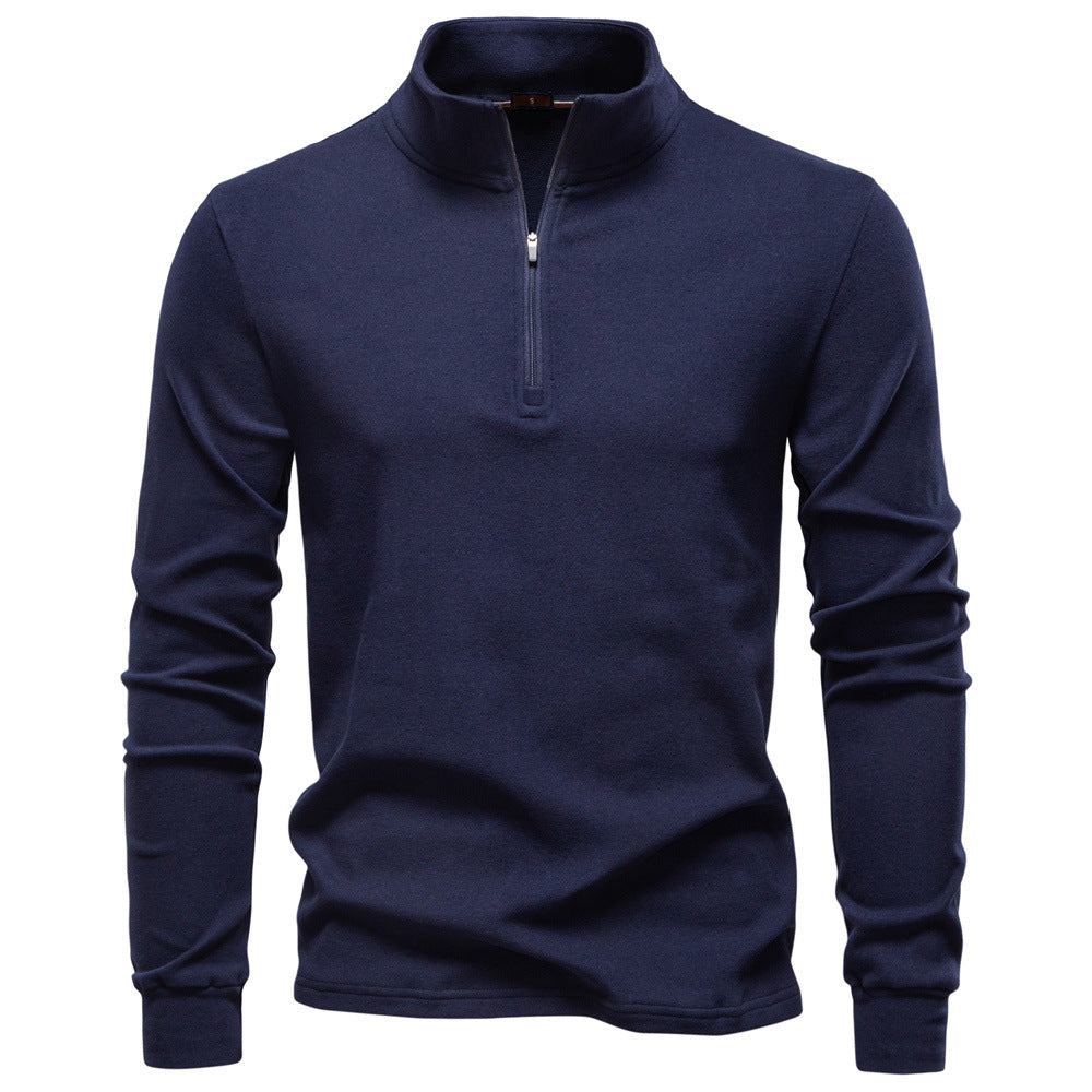 Herren funktionaler Sweatshirt mit hohem Kragen und kurzem Reißverschluss