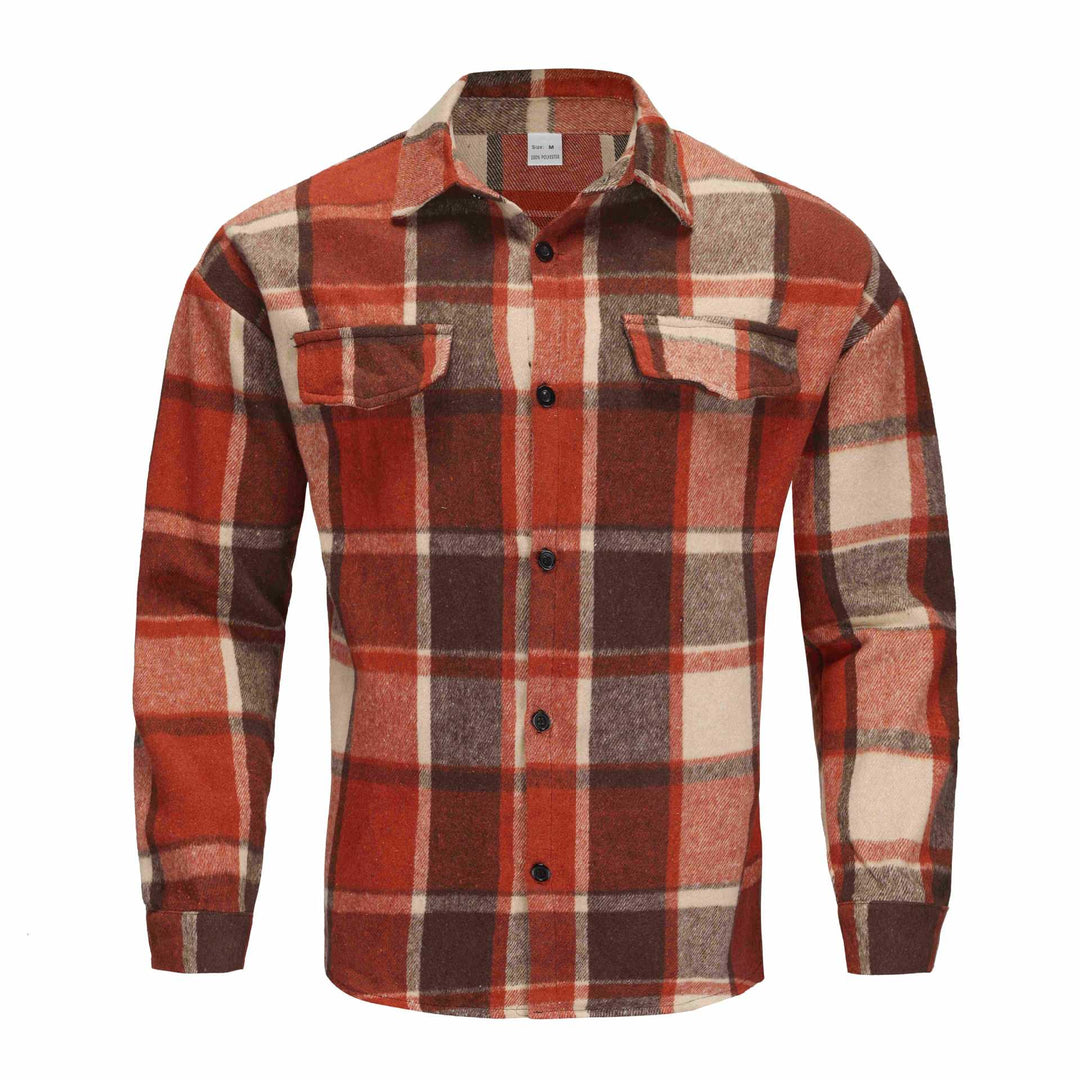 Herren Karierte Flanell-Hemdjacke mit Brusttaschen und Knopfleiste Shop Nory