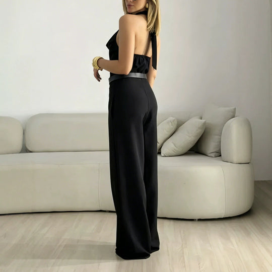 Damen Eleganter Neckholder-Overall mit weitem Palazzo-Bein und taillierter Passform Shop Nory