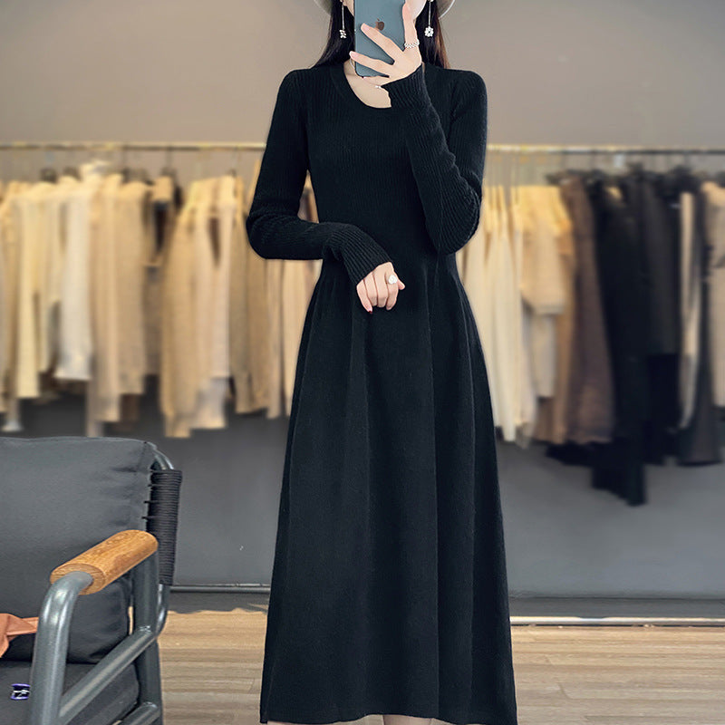Damen Langärmeliges Midikleid aus Feinstrick mit taillierter A‑Linien‑Silhouette Shop Nory