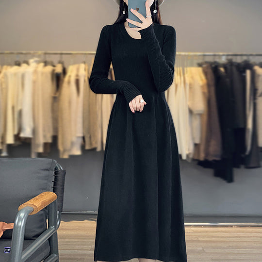 Damen Langärmeliges Midikleid aus Feinstrick mit taillierter A‑Linien‑Silhouette Shop Nory