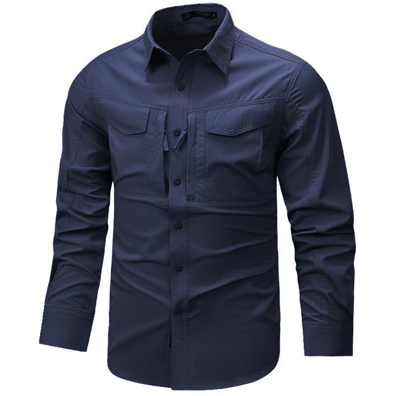 Herren Langarm Outdoor-Hemd mit Ripstop, Brustklappen und Reißverschlusstasche Shop Nory