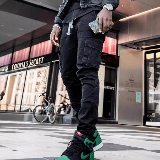 Herren Eng geschnittene Cargo-Jeans mit Stretch und Mehrfach-Taschen Shop Nory