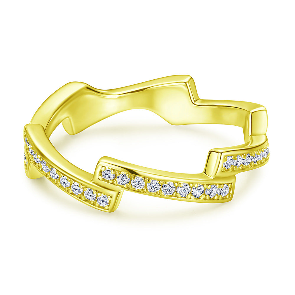 Damen modischer Zirkonia-Ring mit geschwungenem Design Shop Nory