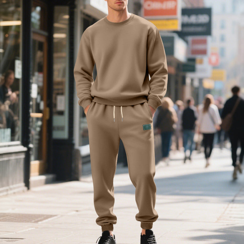 Herren lässiger Freizeitanzug mit weichem Fleece und elastischem Bund