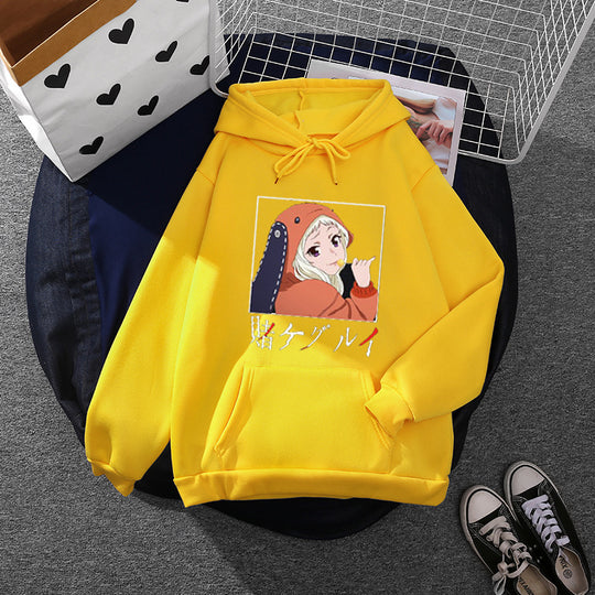 Damen nan Oversize Kapuzenpullover mit Manga-Frontprint und Kängurutasche Shop Nory