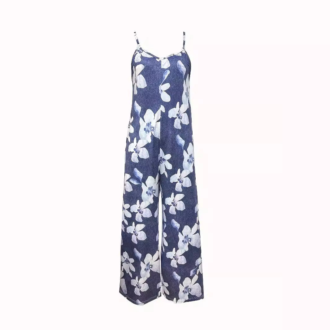 Damen Luftiger Sommeroverall mit breiten Beinen und praktischen Taschen