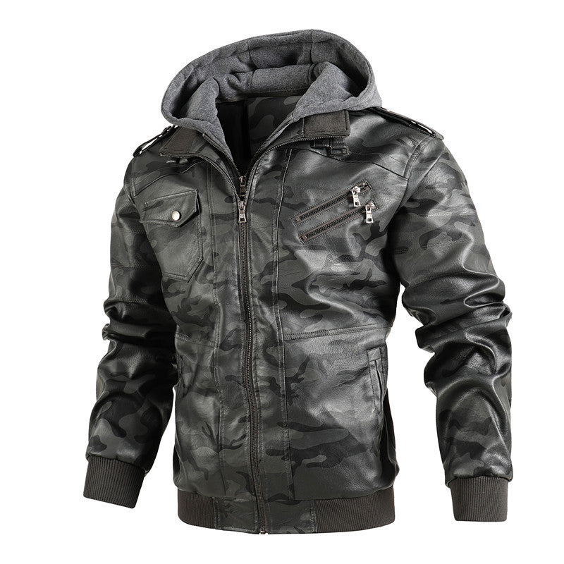 Herren Modische Kunstlederjacke im Military-Stil Shop Nory