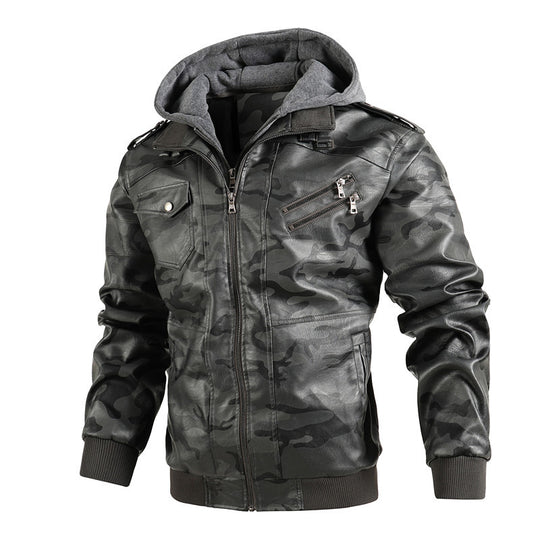 Herren Modische Kunstlederjacke im Military-Stil Shop Nory