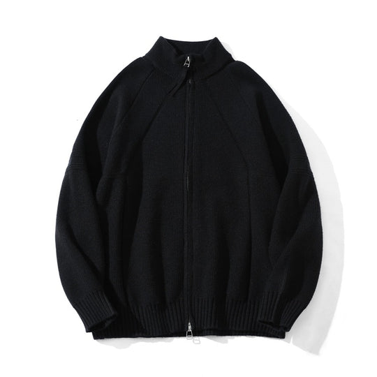 Unisex Grobgestrickte Zip-Strickjacke mit Stehkragen und Zweiwege-Reißverschluss Shop Nory