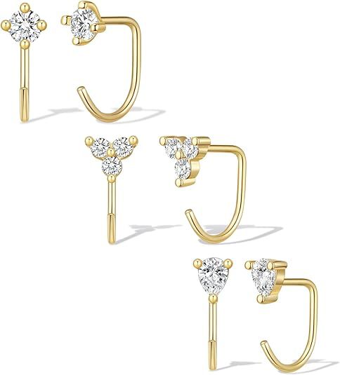 Damen Ohrstecker-Set mit Herz-, Schleifen- und Kristallanhängern Shop Nory