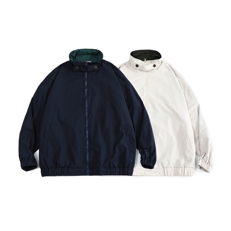 Herren Weit geschnittene leichte Windjacke mit hohem Stehkragen und elastischem Saum Shop Nory