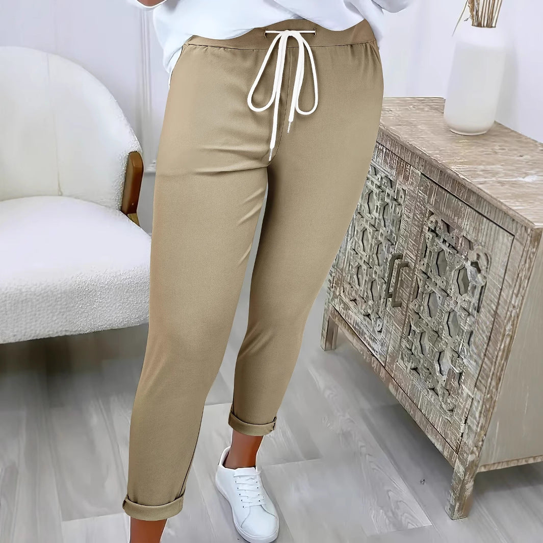 Damen Schmale Jogginghose mit hohem Komfortbund, Kordelzug und schmalem Knöchelabschluss Shop Nory