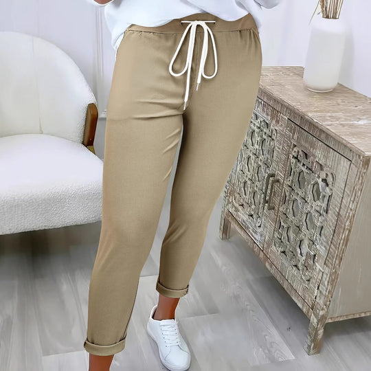 Damen Schmale Jogginghose mit hohem Komfortbund, Kordelzug und schmalem Knöchelabschluss Shop Nory