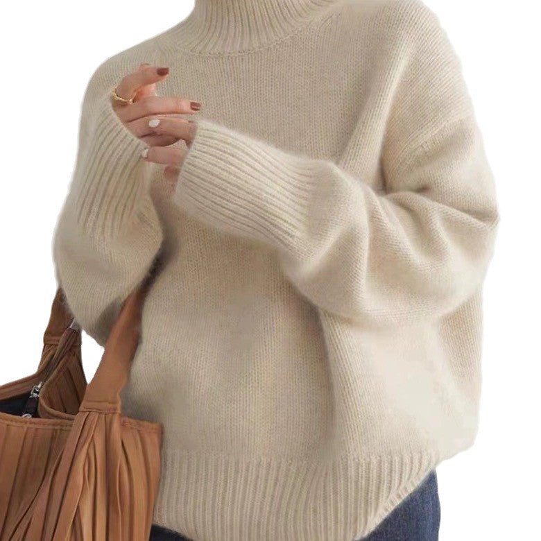 Damen Oversize Feinstrickpullover mit hohem Rollkragen und Seitenschlitzen Shop Nory