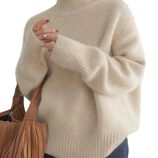 Damen Oversize Feinstrickpullover mit hohem Rollkragen und Seitenschlitzen Shop Nory