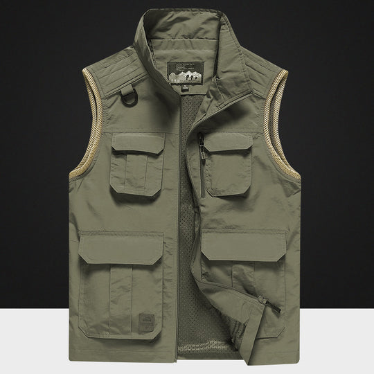 Herren Multifunktionale Outdoor-Utility‑Weste mit Mesh‑Innenfutter und Mehrfachtaschen Shop Nory