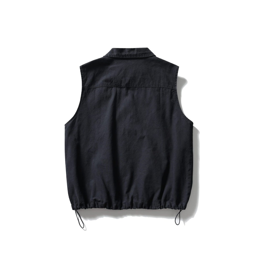 Damen Ärmellose Utility‑Weste mit Hemdkragen, Tunnelzugsaum und Kängurutaschen Shop Nory