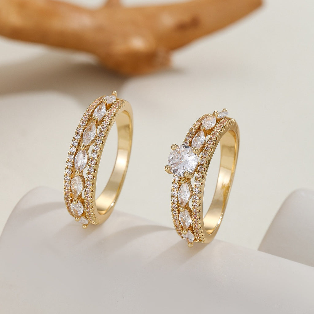 Damen Eleganter Ring mit zarten Zirkonia-Inlays Shop Nory