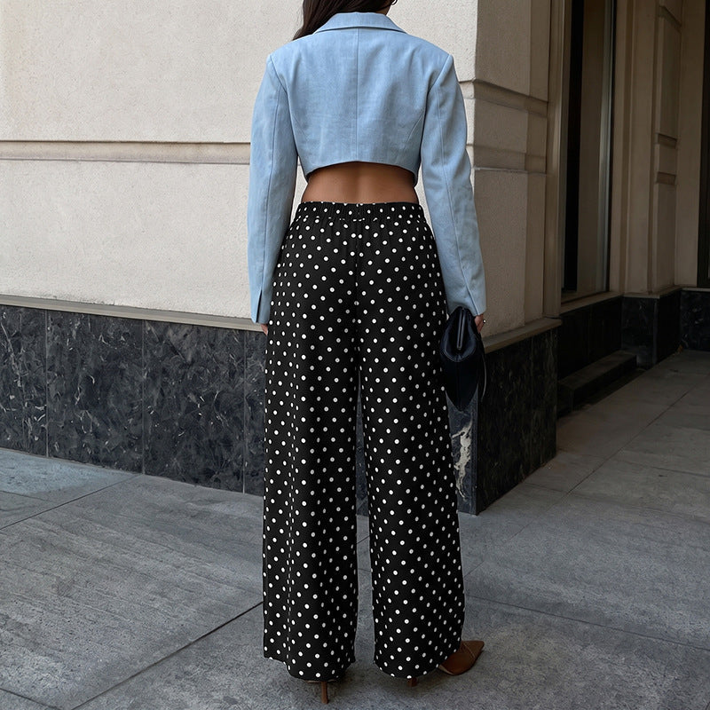 Damen High‑Waist Palazzo‑Hose mit weitem Bein und Polka‑Dot‑Print Shop Nory
