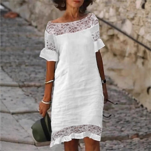 Damen luftiges Sommerkleid mit raffinierten Spitzenakzenten
