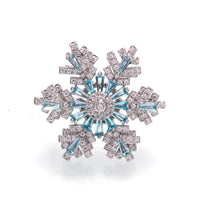 Drehender Silber‑Schneekristall – Meerblau