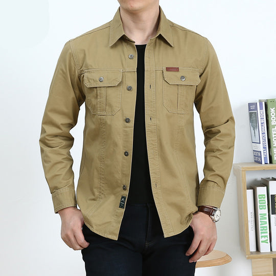 Herren Leichtes Canvas-Overshirt im Utility‑Stil mit Brustpattentaschen und Hemdkragen Shop Nory