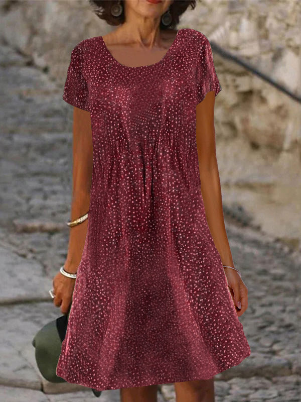 Damen lässiges Sommerkleid mit modernen Mustern und femininem Schnitt