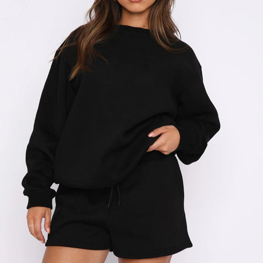 Damen Lässiges Sweater-Shorts-Set mit hohem Tragekomfort