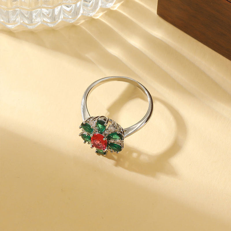 Damen Blütenring mit farbenfrohen Edelsteinen Shop Nory
