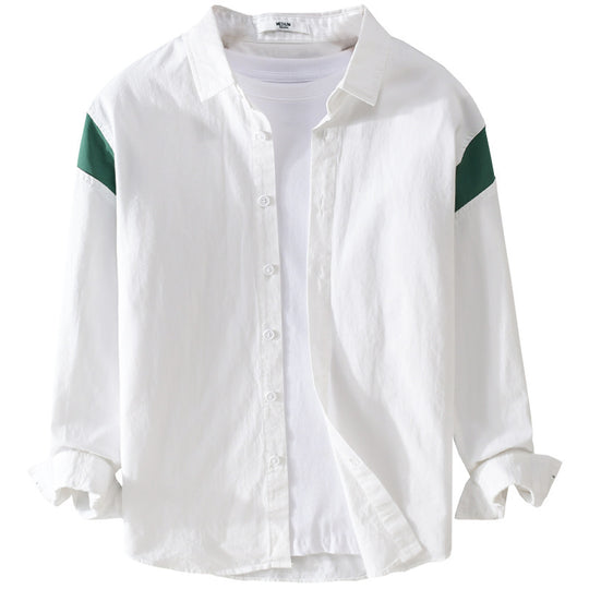 Herren Leichtes Baumwoll-Layering-Hemd mit Kontrastschulterpaneel und innenliegendem T-Shirt Shop Nory