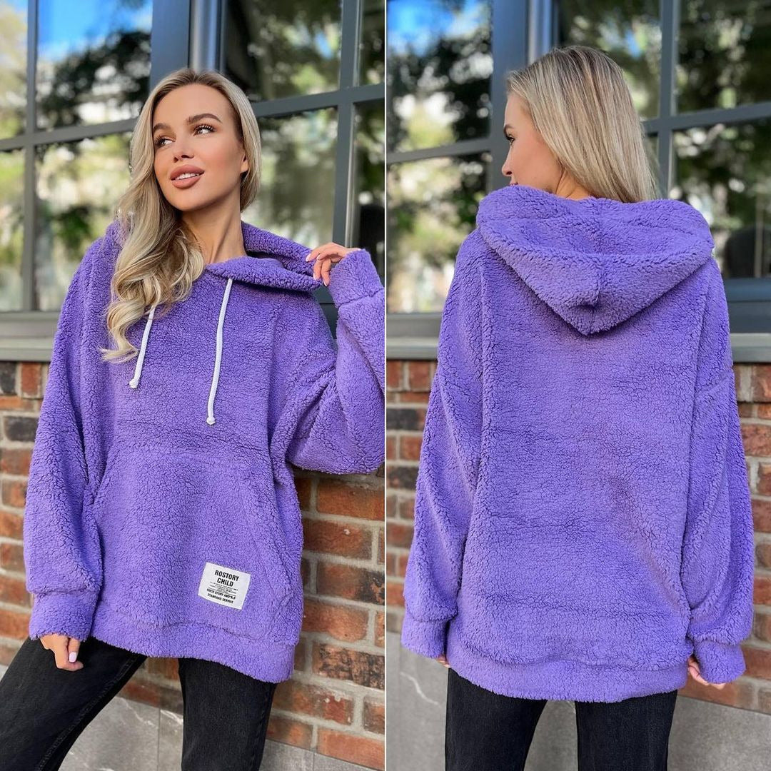 Damen Kuscheliger Teddy-Hoodie mit Kapuze, Kängurutasche und Oversize-Schnitt Shop Nory