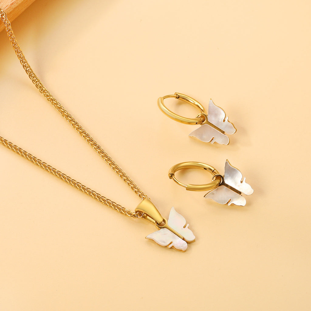 Damen Schmuckset mit filigranen Schmetterlingsanhängern und Ohrringen Shop Nory