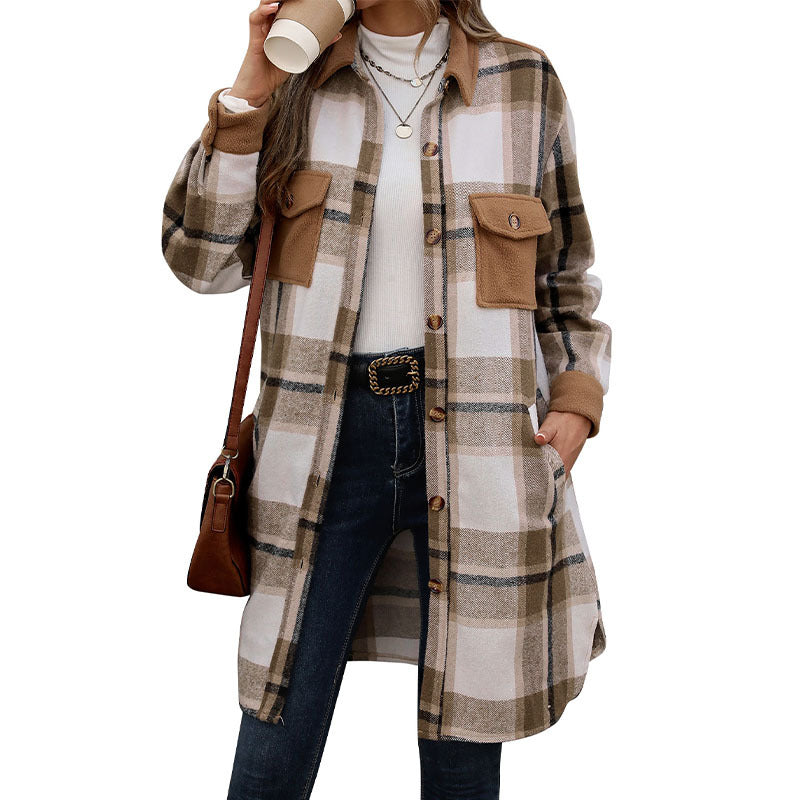 Damen Long-Hemdjacke im Overshirt‑Stil mit Brustklappen Shop Nory