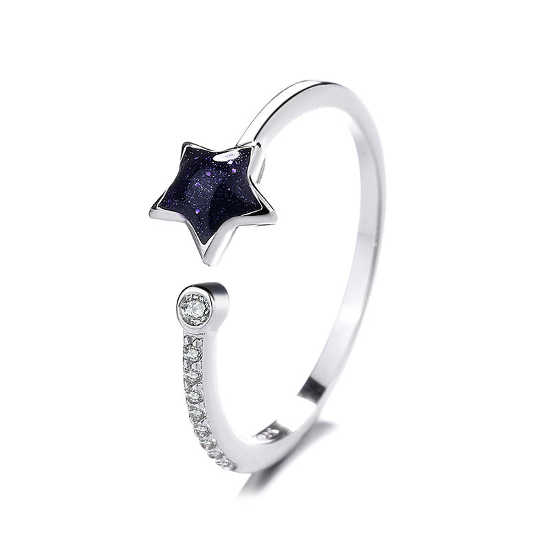 Damen offener Ring mit funkelndem Sternenanhänger aus hochwertigem Edelstahl Shop Nory