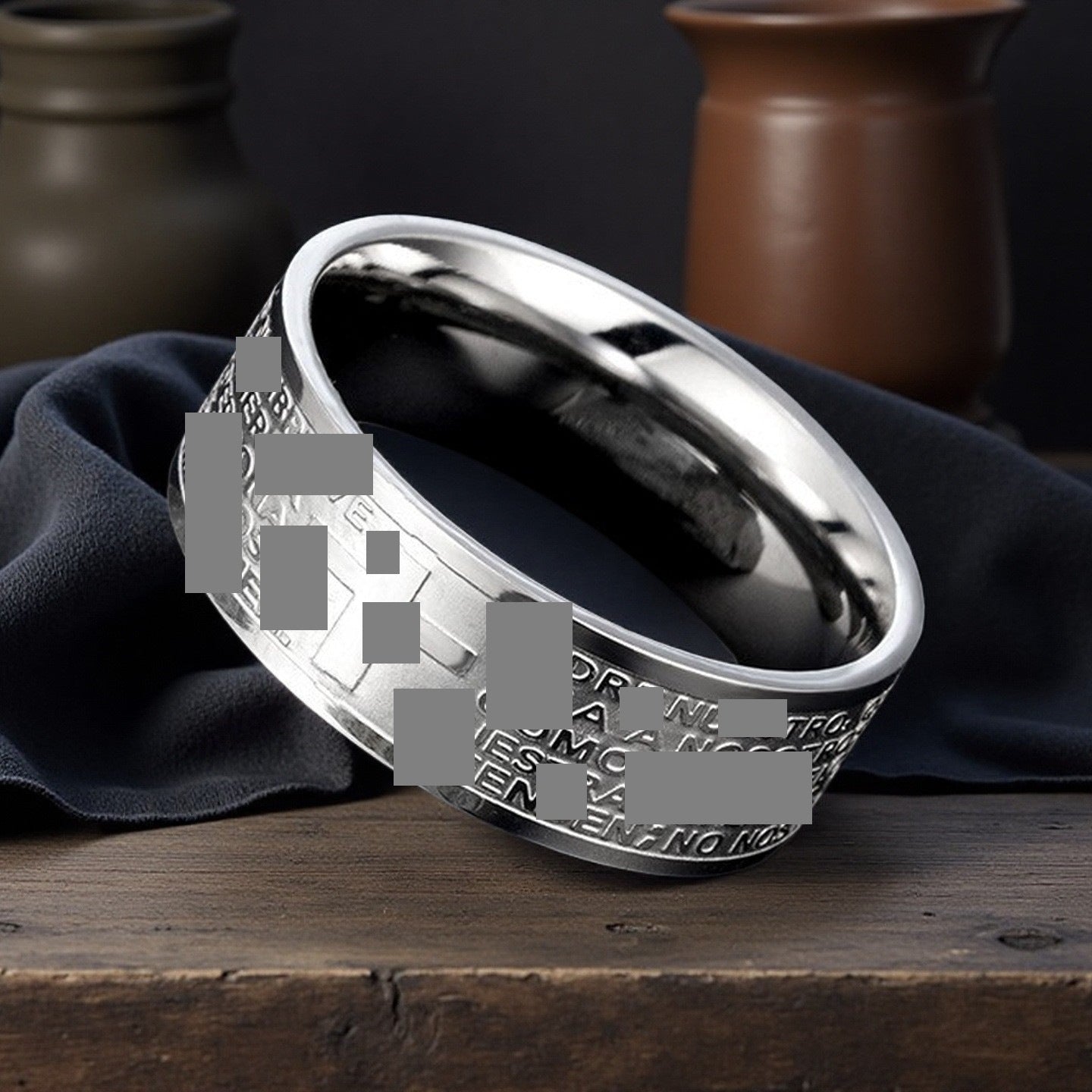 Herren Ring mit kunstvoller gravierter Oberflächenstruktur und modernem Design Shop Nory