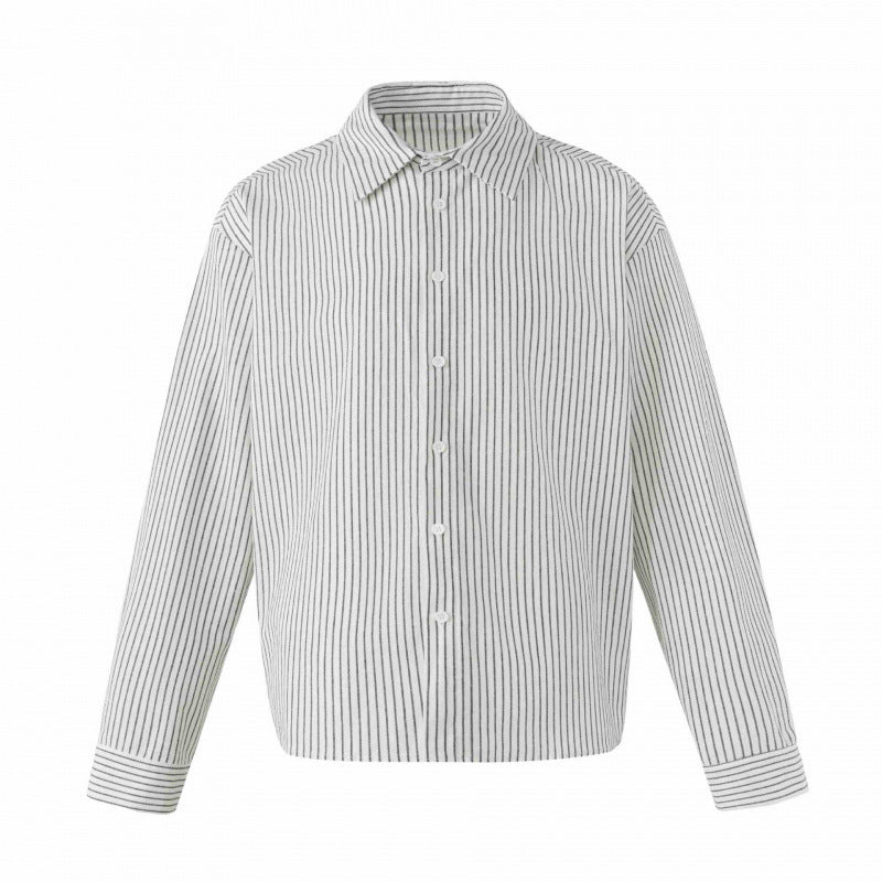 Unisex Oversize Nadelstreifen-Hemd mit kastiger Silhouette und Hemdkragen Shop Nory