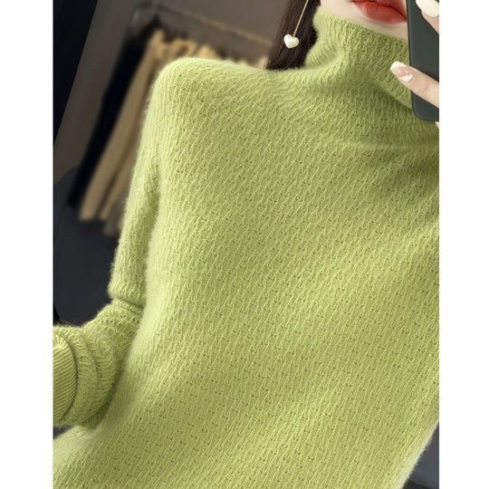 Damen Weicher Feinstrick‑Mockneckpullover mit flauschiger Mohair‑Optik, zarter Wabenstruktur und legerer Oversize‑Passform Shop Nory