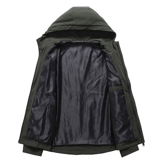 Herren Leichte Softshell-Hoodiejacke mit Kapuze, wind- und wasserabweisender Shell und verdecktem Reißverschluss Shop Nory