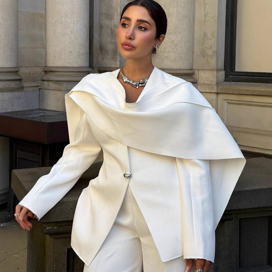 Damen Taillierter Blazer mit überlappendem Cape-Kragen Shop Nory