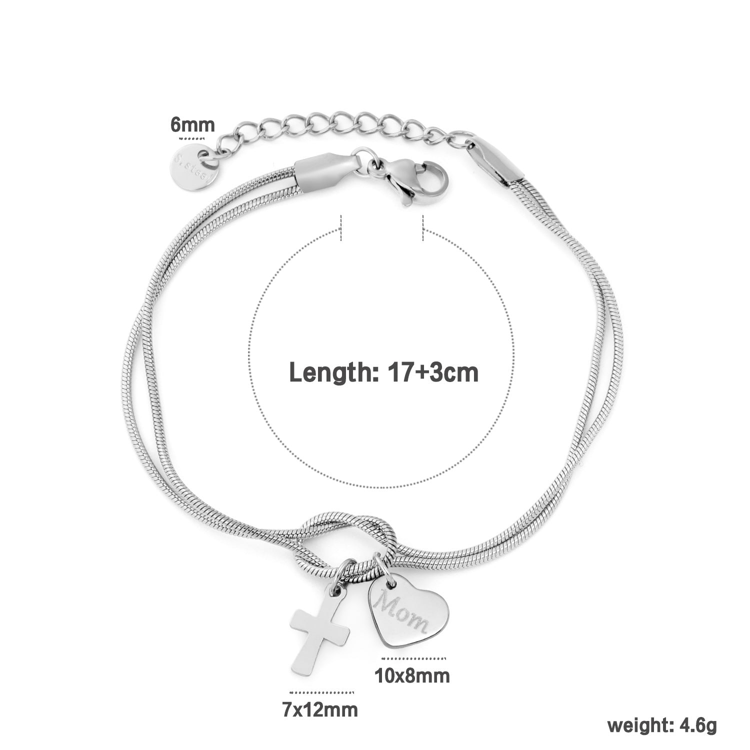 Damen Armband mit gravierten Anhängern und verstellbarem Verschluss Shop Nory