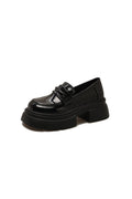 Damen Modische Loafers mit glänzender Oberfläche und robustem Plateau
