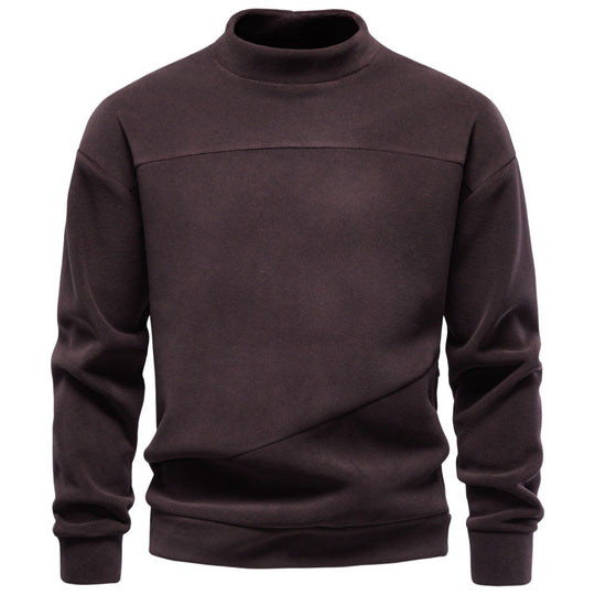 Herren Kuscheliger Microfleece Pullover mit Stehkragen und schrägen Ziernähten Shop Nory